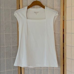 Goldwater Creek White Square Neck Top